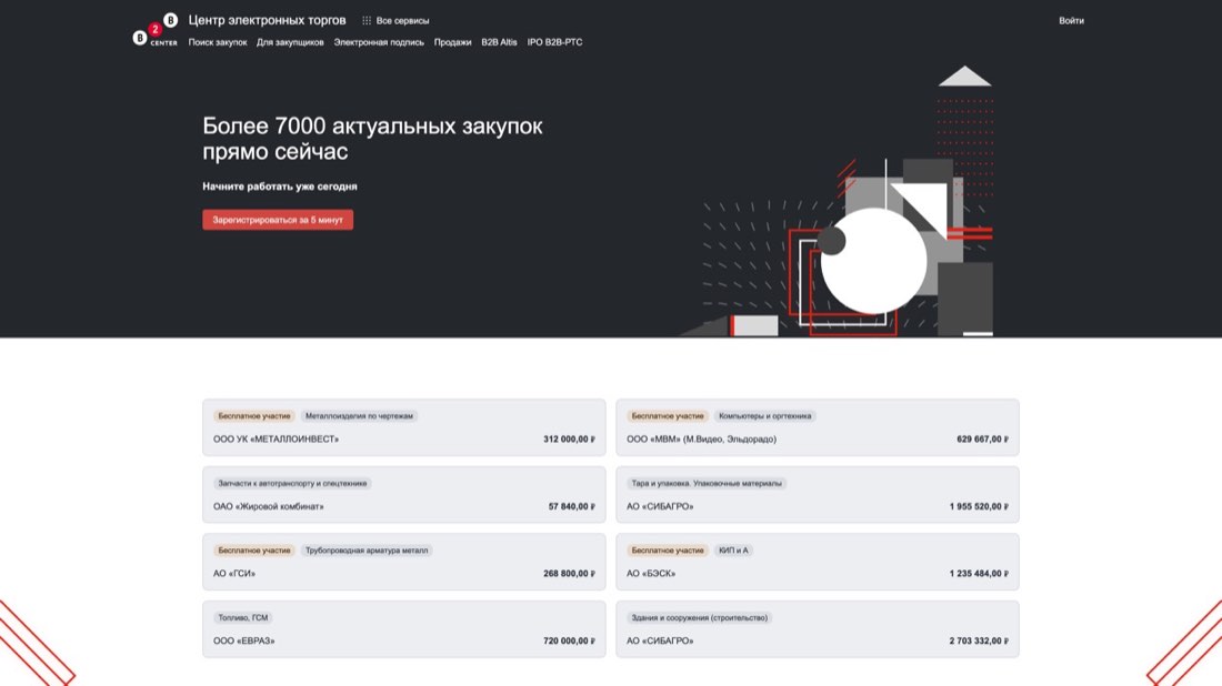 B2B-Center — главная страница сайта