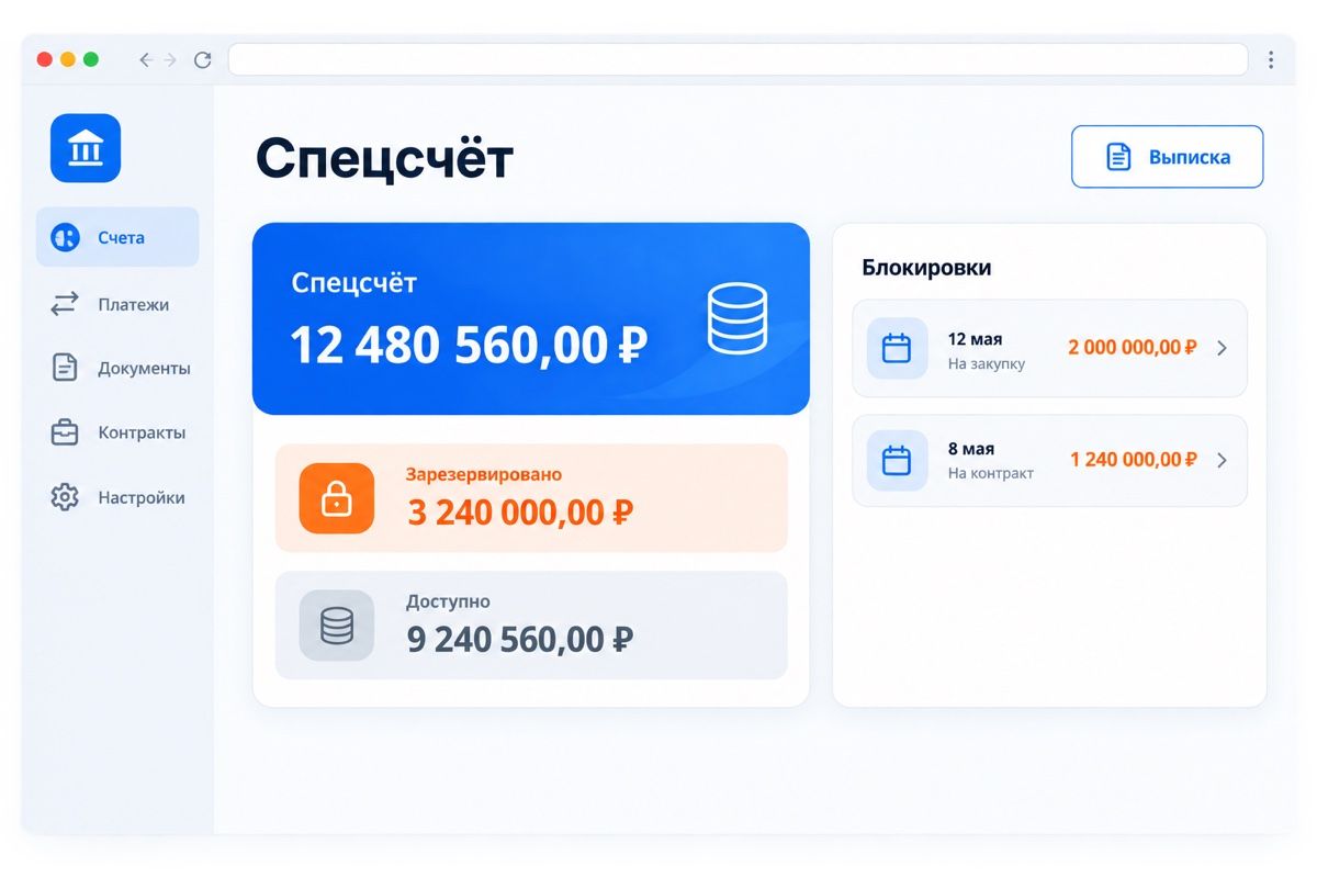 Остаток спецсчёта: часть суммы удержана под обеспечение заявки (иллюстрация интерфейса)